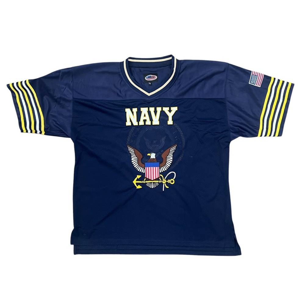 JWM - U.S Navy Officially Licensed Men's Embroidered Football Jersey Blue 2XL